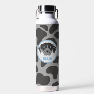 Gray, spotted dog pet  water bottle