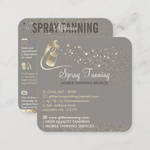 Gray Spray Tan Aftercare Instructions Tips Square Business Card