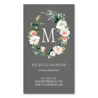Gray Spring Blush Floral Wreath Monogram