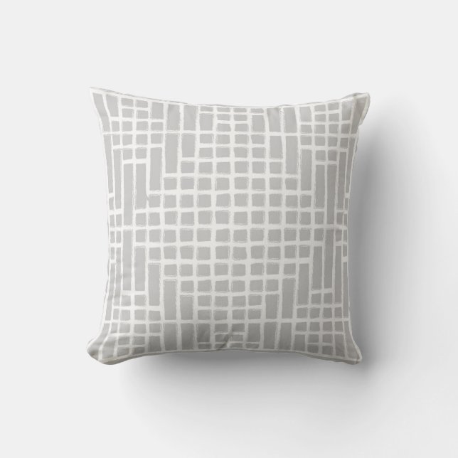 Gray Square Pattern Throw Pillow (Front)