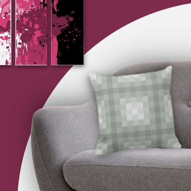 Gray Square Pixel Tiles Pattern Throw Pillow (Creator Uploaded)