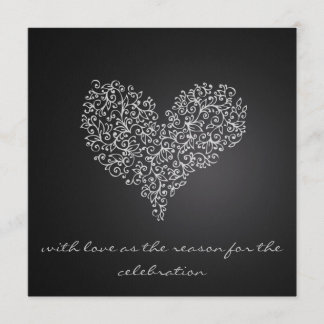 gray square wedding invitation "with love"