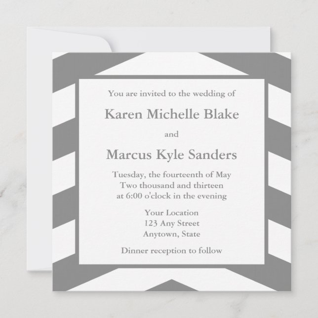 Gray Square Wedding Invitations or Announcements (Front)