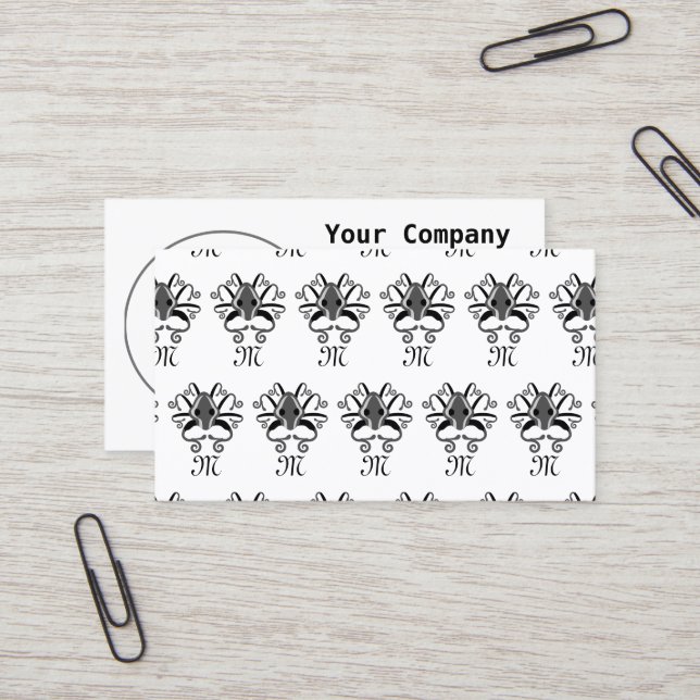 Gray Squid Monogram Business Card (Front/Back In Situ)