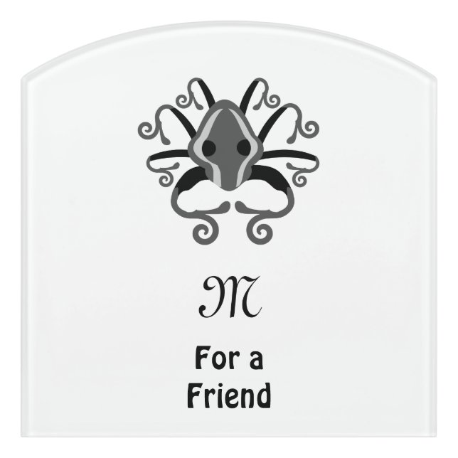 Gray Squid Monogram Door Sign (Contour Front)