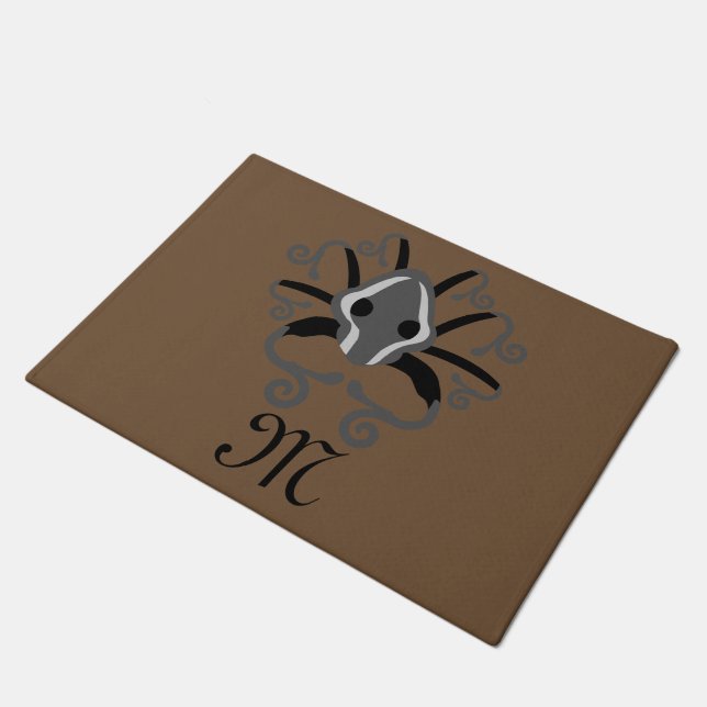 Gray Squid Monogram Doormat (Angled)