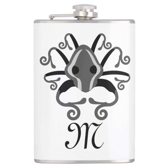 Gray Squid Monogram Flask (Front)