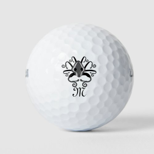 Gray Squid Monogram Golf Balls