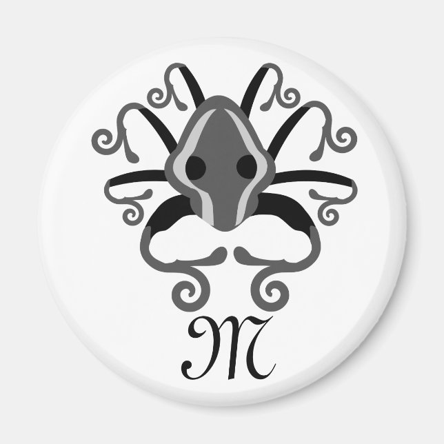 Gray Squid Monogram Magnet (Front)