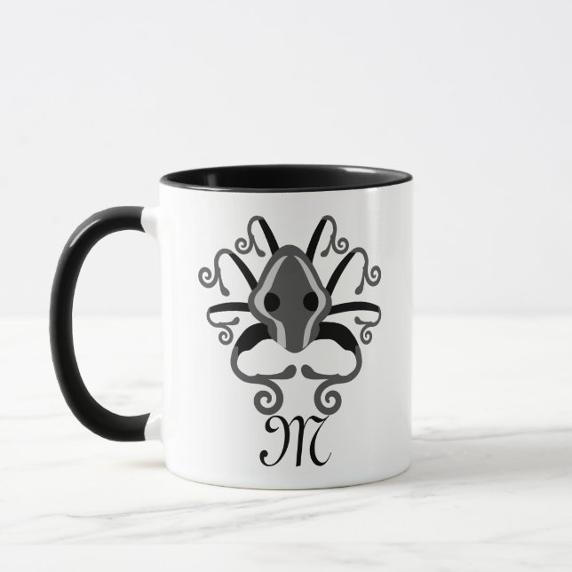 Gray Squid Monogram Mug (Left)