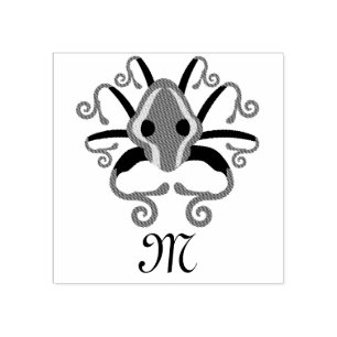 Gray Squid Monogram Rubber Stamp