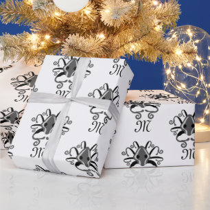 Gray Squid Monogram Wrapping Paper