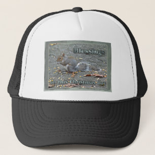 Gray Squirrel Christmas Blessings Series Trucker Hat