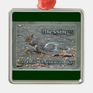 Gray Squirrel Christmas Series Metal Ornament