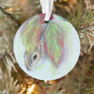 Gray Squirrel in Dogwood Leaves Personalized Ornament