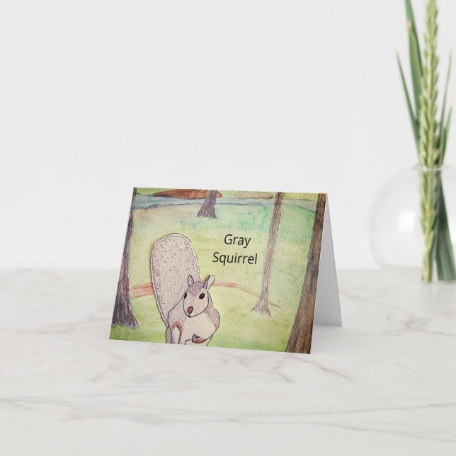 Gray Squirrel in the Woods  Card (Front)