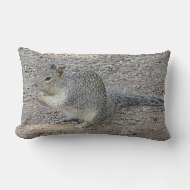 Gray Squirrel Photo Adorable Wild Woodland Animal  Lumbar Pillow (Front)