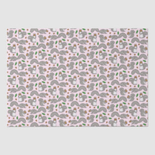 Gray Squirrels on Pink Tissue Paper