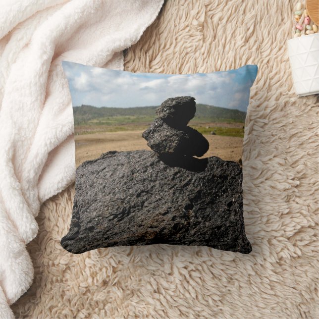 Gray Stacked Stones Throw Pillow (Blanket)