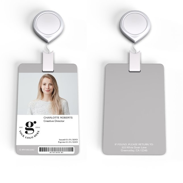 Gray Staff Photo ID Badge with Barcode (Creator Uploaded)