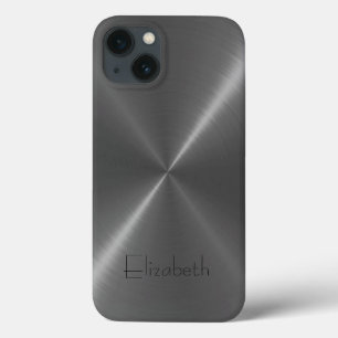 Gray Stainless Steel Metal iPhone 13 Case