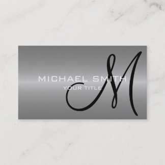 Gray Stainless Steel Metal Monogram Business Card