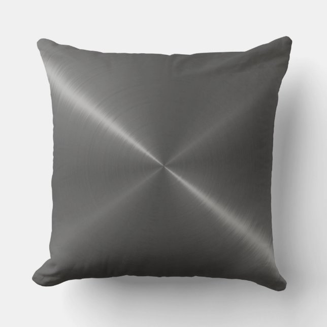 Gray Stainless Steel Metal Throw Pillow (Front)