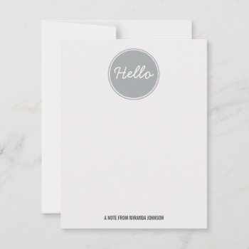 Gray Stamped Hello Flat Note Cards by AllyJCat at Zazzle