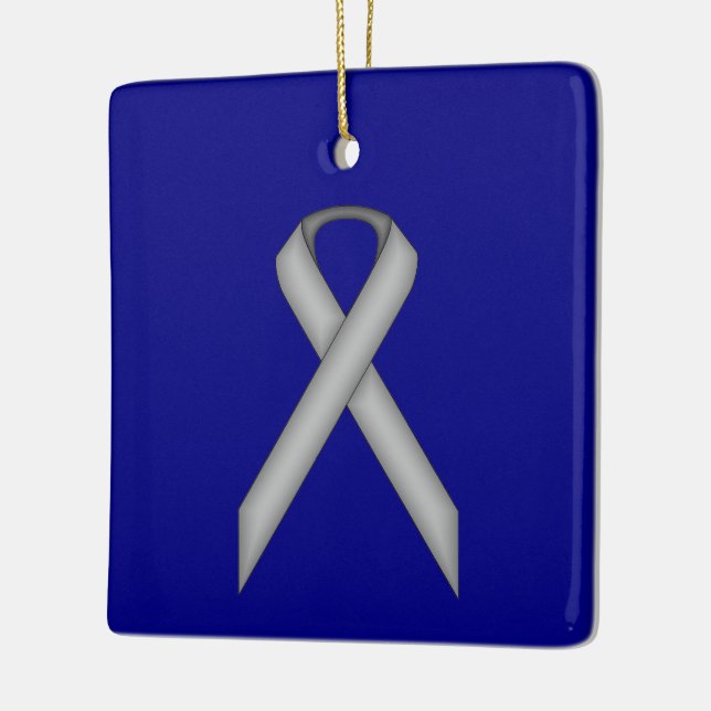 Gray Standard Ribbon by Kenneth Yoncich Ceramic Ornament (Left)