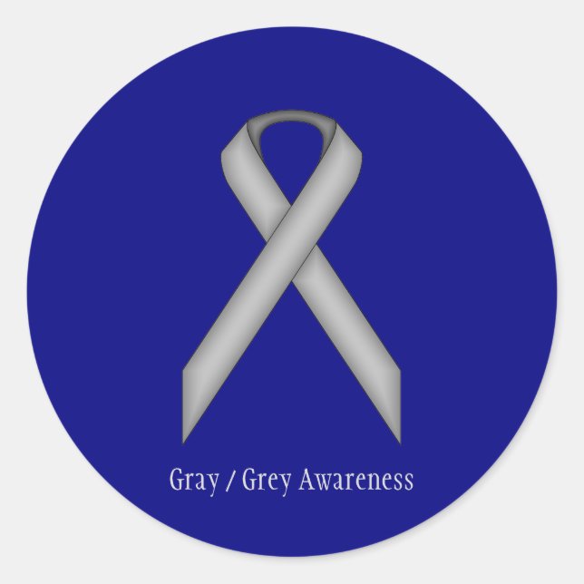 Gray Standard Ribbon by Kenneth Yoncich Classic Round Sticker (Front)