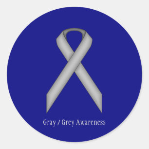Gray Standard Ribbon by Kenneth Yoncich Classic Round Sticker