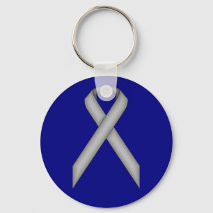 Gray Standard Ribbon by Kenneth Yoncich Keychain
