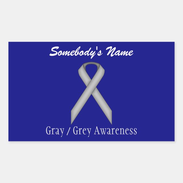 Gray Standard Ribbon by Kenneth Yoncich Rectangular Sticker (Front)