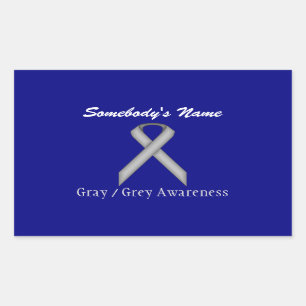 Gray Standard Ribbon by Kenneth Yoncich Rectangular Sticker