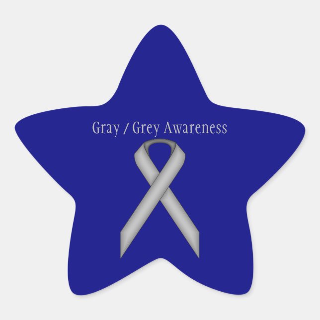 Gray Standard Ribbon by Kenneth Yoncich Star Sticker (Front)