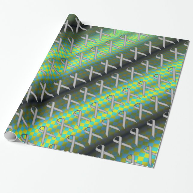 Gray Standard Ribbon Pattern by Kenneth Yoncich Wrapping Paper (Unrolled)
