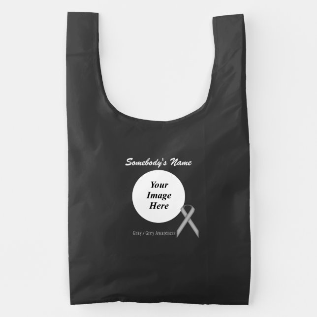 Gray Standard Ribbon Template by Kenneth Yoncich Reusable Bag (Front)