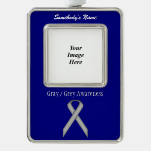 Gray Standard Ribbon Tmpl (V-O) by Kenneth Yoncich Silver Plated Framed Ornament