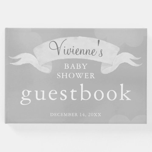 Gray Star Baby Shower Guestbook