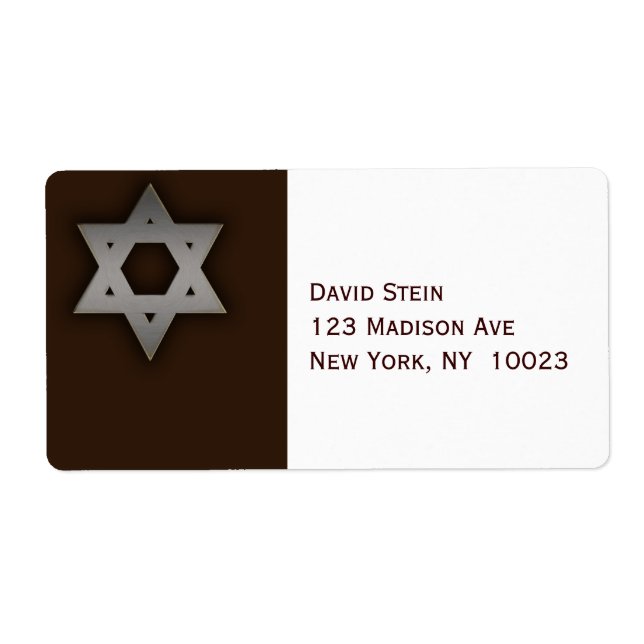 Gray Star of David accent address labels (Front)
