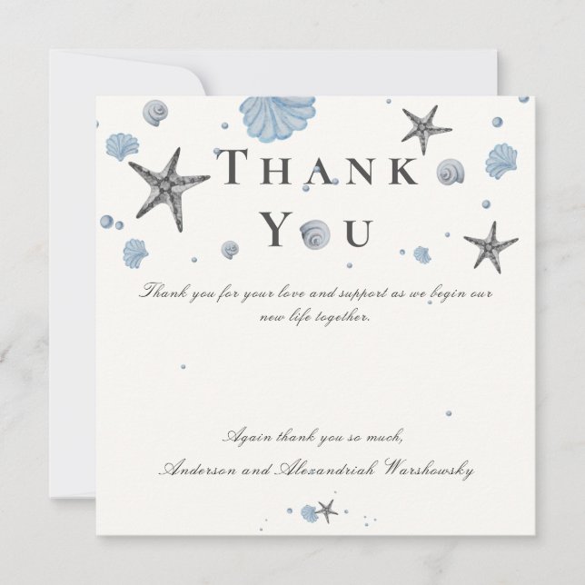 Gray Starfish Blue Beach Wedding  (Front)