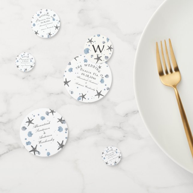 Gray Starfish Blue Beach Wedding  Confetti (Group)