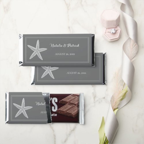 Gray Starfish Hershey Bar Favors