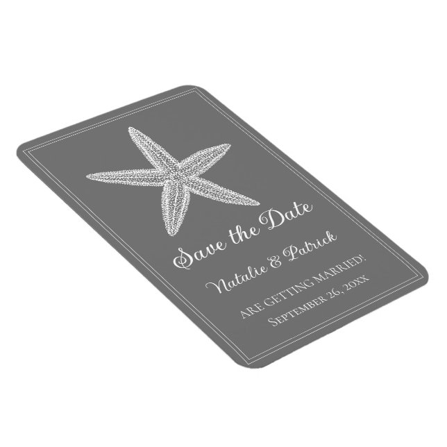 Gray Starfish Save the Date Magnet (Right Side)
