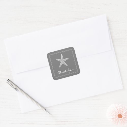 Gray Starfish Thank You Stickers