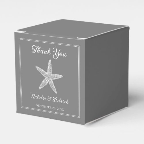 Gray Starfish Wedding Favor Boxes