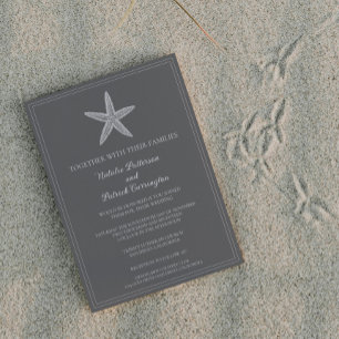 Gray Starfish Wedding Invitation