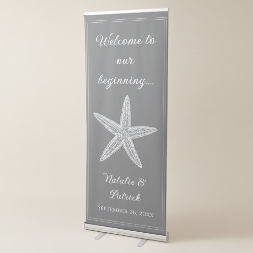 Gray Starfish Wedding Retractable Banner