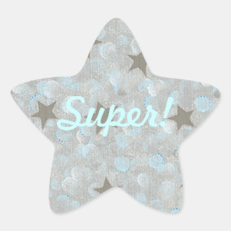 Gray Stars Blue Silver Bubbles Super Stickers