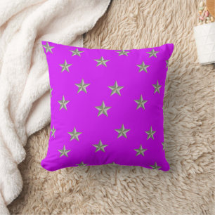 Gray stars on purple throw pillow